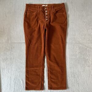 Levis 724 Corduroy Pants Womens 33x25 High Rise Straight Tapered Button Fly